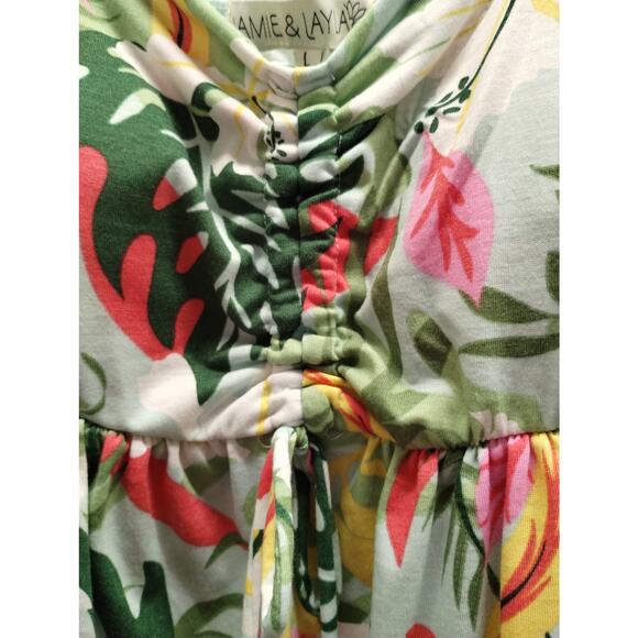 NWT Jamie & Layla Women Size Large Tropical Sleeveless Asymmetric Hem Midi Dress - Picture 4 of 7